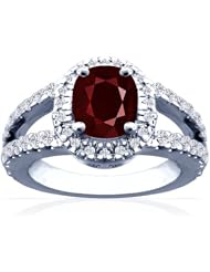 Platinum Cushion Cut Ruby Ring With Sidestones