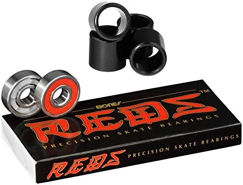 LongRise® Rene Skateboard Bearings Bones Bearings Red Bearings (8 Pack &amp; 4 Spacers)