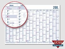 G&Uuml;SS&reg; Wandplaner Ferien-, Sonn- und Feiertage gerastert,DIN A1, 16 Monate, 170g Papier, Gr&ouml;&szlig;e: 99cm x 60cm 2-farbiger Druck,