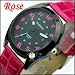 New Leather Stylish Fashion Round Quartz Woman Lady Wrist Watch Rose