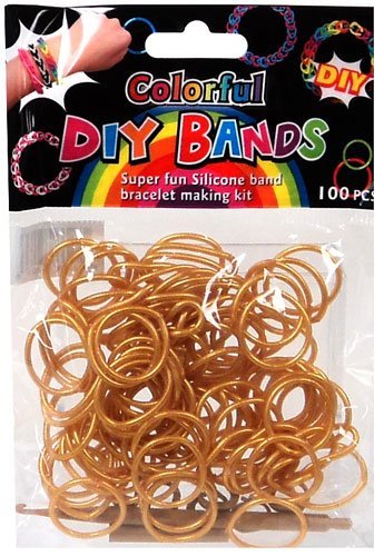 DIY Bands - 100 Count Gold Refill bands with Clips and Loom tool
