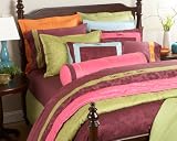 Pinzon Colours Egyptian Cotton Jacquard Full/Queen Duvet Cover, Aubergine/Green
