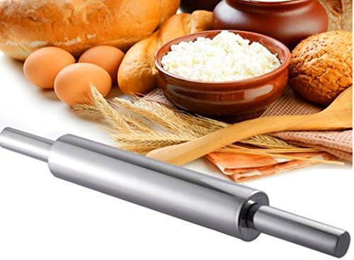 Artmice-Rolling Pin,Non-Stick & Zero Maintenance - French Metal Stainless Steel Construction (Non Marble Pins) - Perfect for Cookie,Pastry,Fondant,Chapati,Pasta,Bakery, (15 Inch, Silver)