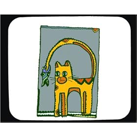 Mouse Pad with biting, cat, fish, surprise, tail