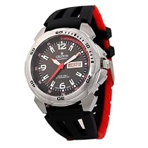 Croton Men's Black and Red Rubber Watch #CA301102BSRD