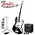 Fender Starcaster Jazz Bass Black Electric Bass Pack - Includes: Starcaster J Bass, Planet Waves Strap, Bass Cable, Planet Waves/GO-DPS 16-Pick Sampler (PW-SAMPLER), Ultra Bass Stand & 15 Watt Bass Amp