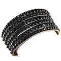 Black Ice Quintuple Strand Crystal On Faux Suede Band Bracelet With Button Clasp