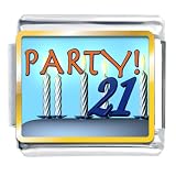 Birthday Party 21 Italian Charms Bracelet Link