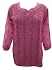 Womans Sexy Pink Kurti Cotton Chikan Embroidered Tunic Blouse M