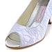 Elegantpark EP11013-25 Women Pumps Peep Toe Mid Heel Lace Satin Bridal Wedding Shoes