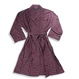 State O Maine - Mens Big Flannel Plaid Robe, Burgundy