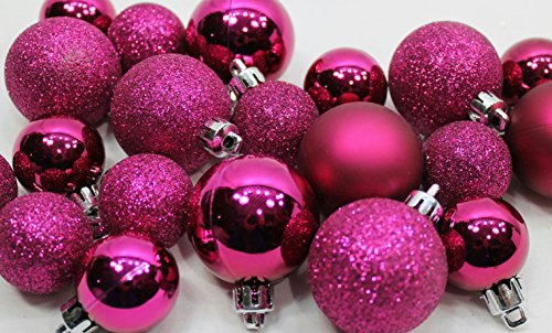 20 Holiday Time Mini Shatterproof Satin Shiny and Glitter Finish Bulb Christmas Ornaments (Pink) 20 Holiday Time Mini Shatterproof Satin Shiny and Glitter Finish Bulb Christmas Ornaments (Pink)