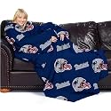 New England Patriots Adult Comfy Throw Blanket with Sleeves