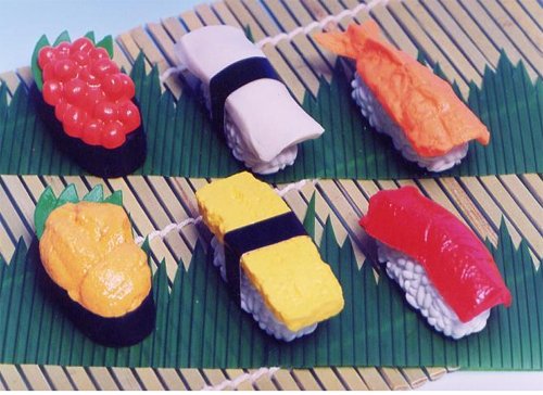 Sushi Japanese Erasers - 6 Pc