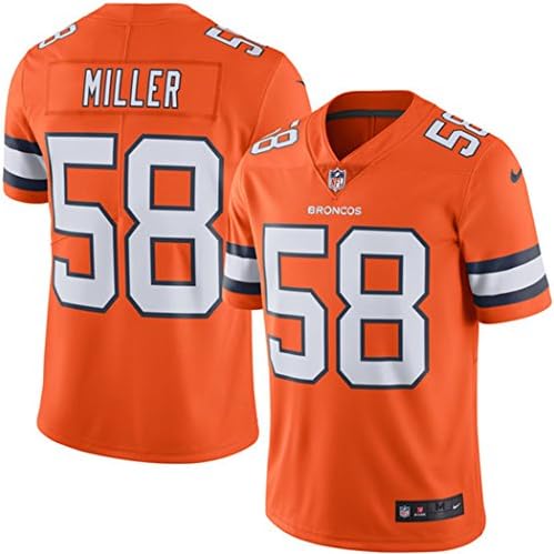 Broncos Mens 58# Denver Team Miller Orange Color Rush Legend Jersey Large
