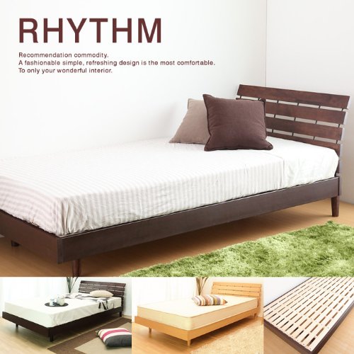 シンプル桐すのこベッド　RHYTHM（セミダブル）／すのこベッド／ナチュラル【ポケットコイルマットレス付き】