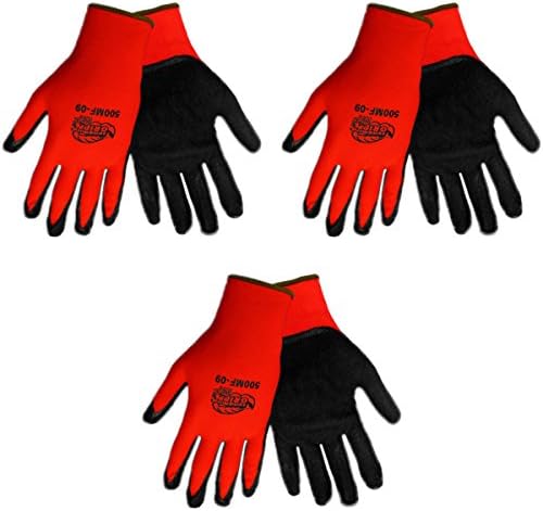 Tsunami Grip 500MF Nitrile Coated Work Gloves Size XXL, Red/Black, (3 Pair Pack) (XX-Large)