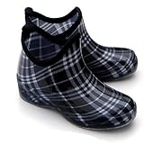 タータンチェックレインショートブーツ ブラック(プラッド) L