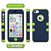 ULAK iPhone 5C Case, iPhone 5C Kids Case, Heavy Duty Shockproof Soft Silicone Rubber Hard Plastic Hybrid Protection Kidproof High Impact Case Cover for Apple iPhone 5C-Navy Blue/Lime Green