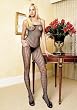 Seamless Crochet Net Sexy Crotchless Body Stocking With Spaghetti Straps