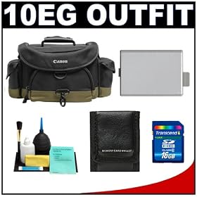 Canon 10EG Digital SLR Camera Case Gadget Bag + 16GB Card + LP-E5 Battery + Accessory Kit for EOS Rebel XS, XSi, T1i