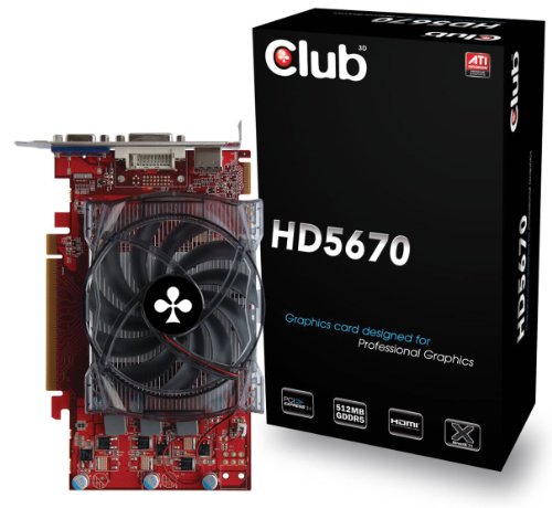 Club 3D ATI Radeon HD5670 Grafikkarte (PCI-e, 512MB GDDR5 Speicher, HDMI, DVI, CRT)