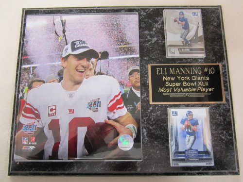 New York Giants Eli Manning Super Bowl MVP 2 Card Collector Plaque