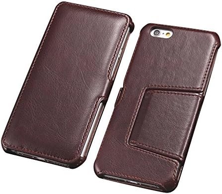 Flip Leather Case for iPhone 6 plus 6S Vintage Oil Wax Grease Synthetic PU Leather Cover with Kickstand Slim Fit Cover Case for Apple iPhone 6 6S 5.5'' Devices (brown)