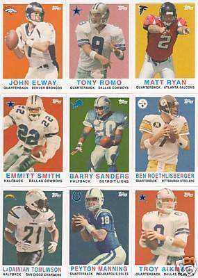 2008 Topps Football Turn Back the Clock 22 Card Limited Edition Set Including Matt Ryan, Emmitt Smith, Rashard Mendenhall, El Manning, Tony Romo, Eric Dickerson, Felix Jones, Brian Westbrook, Barry Sanders, Brian Brohm, Ben Roethlisberger, Tony Dorsett, Jonathan Stewart, Ladainian Tomlinson, John Elway, Desean Jackson