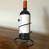 Milano Metal Single Bottle Countertop Wine Holder Free Standing Rack for Table Top Modern Scroll Art Statue Design Perfect for Gifts