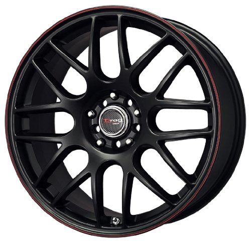 Drag DR-34 Flat Black Red Lip - 18 x 8.5 Inch Wheel