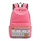 Abshoo Lightweight Canvas Backpack for School Bookbag Causal Backpack for Girls (Pink)