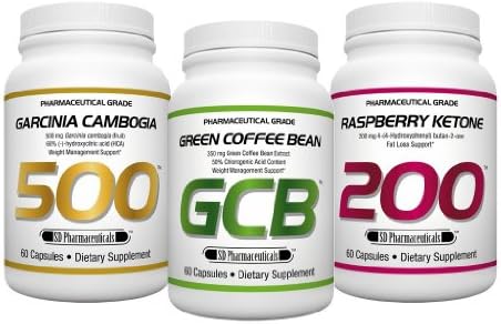 SD Pharmaceuticals' Natural Weigh Loss Stack Garcinia Cambogia , Green Coffee Bean Extrac, & Raspberry Ketone