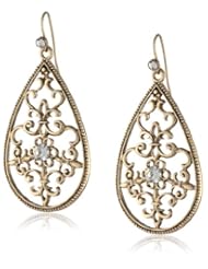 1928 Jewelry Filigree Pear Shape Drop Earrings