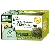 Green N Pack Eco Friendly 13 Gallon Drawstring Bag, Tall Kitchen Trash Bags, 40-Count(On Sale)