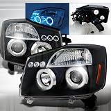 2004-2007 Nissan Armada, 2004-2007 Nissan Titan Halo Led Projector Headlights Black by Instyleparts