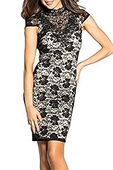 Sexy Summer Polyester/Spandex General Print Lace Vintage Open-Back High-Neck Cocktail Club Dress/Party Dress 