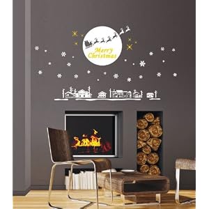 Jiniy White CHRISTMAS New Year Wall Sticker Art Decor Mural Decal (JPSC60029)