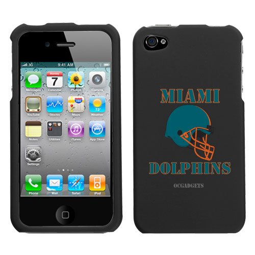 iPhone 4 4S Miami Dolphins Black Superior Helmet Snap on Hard Cover
