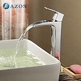 AZOS 洗面器の蛇口 黄銅製 銀色 単穴 台付 冷熱混合水栓 MPDKZ118