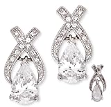 Cubic Zirconia Pear-Shaped Diamond X Silver Bridal Earrings (Holiday Special)
