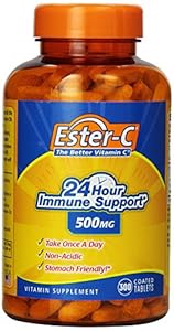 Ester-C 24 Hour Immune Support 500 mg Non-acidic Stomach Friendly, Coated Tablets, 300-Count