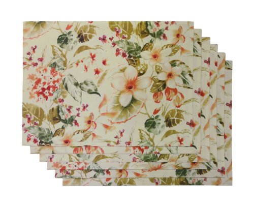 Childrens Toyshop  Kitchen & Housewares : Rose Tree Tropicana Table Linens Set Of 6 Placemats, Cream