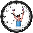 Woman with Dumbell Weights - Physical Fitness-Exercise-Body Building Wall Clock by WatchBuddy Timepieces (Black Frame)