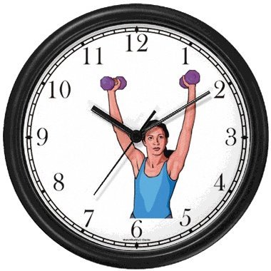 Woman with Dumbell Weights (Black Frame)