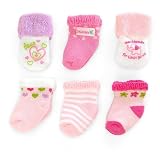 Carter's 6 Pack Girls Terry Comfy Fit Socks - Pink/White, 0-3 Months