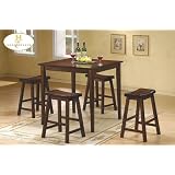 5pc Cherry Finish Gathering Counter Height Dining Table with 4 Stools by visiondecor Furniture