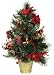 2' Potted Decorated Red Cardinal & Poinsettia Christmas Pine Tree