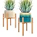 Delxo Plant Stand -2 Pack - Mid Century Wood Flower Pot Holder for Indoor & Outdoor Pots Wooden Potted Plant Holder for House, Garden
