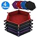 SIQUK 4 Pieces Dice Tray Set Foldable Dice Trays Hexagon Dice Rolling Tray PU Leather Dice Holder for Dice Games Like RPG, DND and Other Table Games (Red, Black, Blue and Violet)